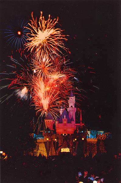 Castle at night w/ Fireworks